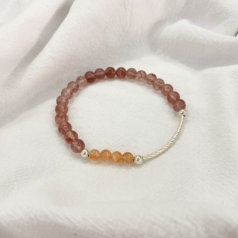 |弯管系列|草莓晶 金草莓晶 ( 4MM手链xS925纯银x手链x定制化。) - 手链/手环 - 宝石 多色