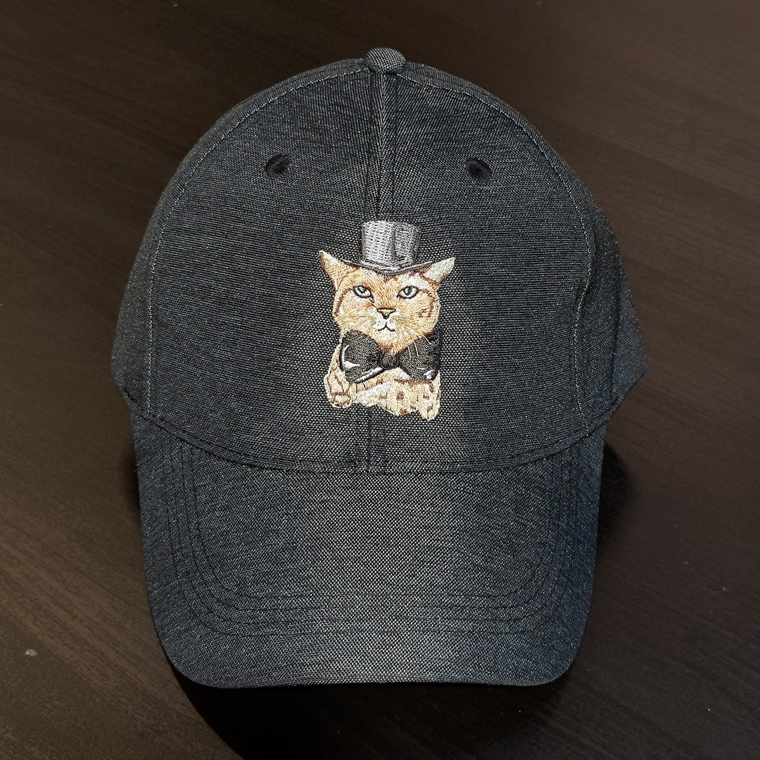3猫小铺猫咪图案电绣帽-绅士猫 - 帽子 - 棉．麻 