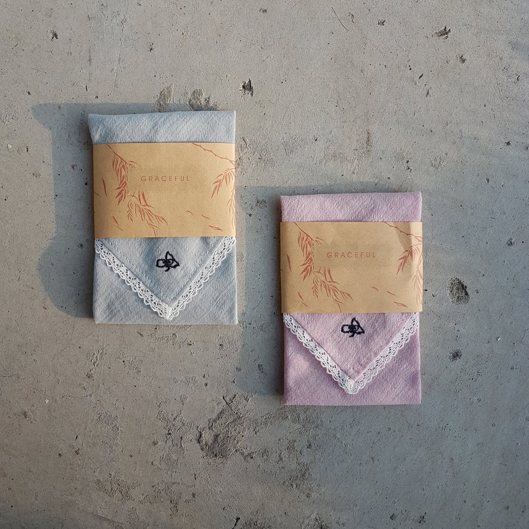 PachySandra纯棉杨柳布蕾丝手帕 - 手帕/方巾 - 棉 粉红色