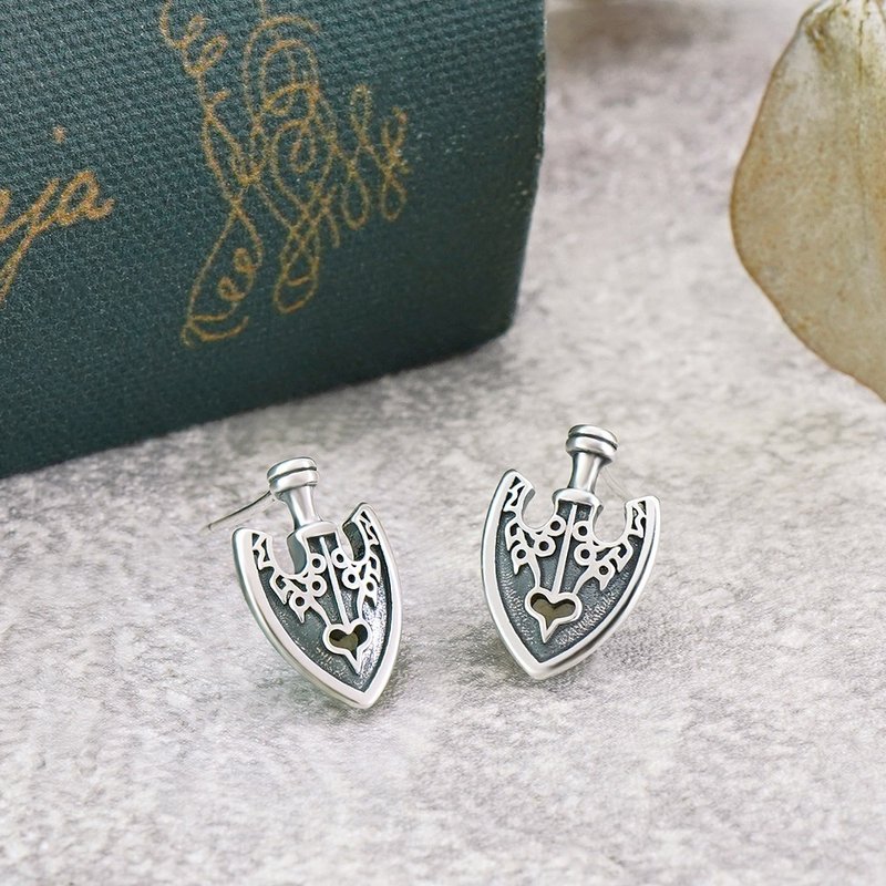 JoJo的奇妙冒险-替身之箭纯银耳环 - 耳环/耳夹 - 其他金属 黑色