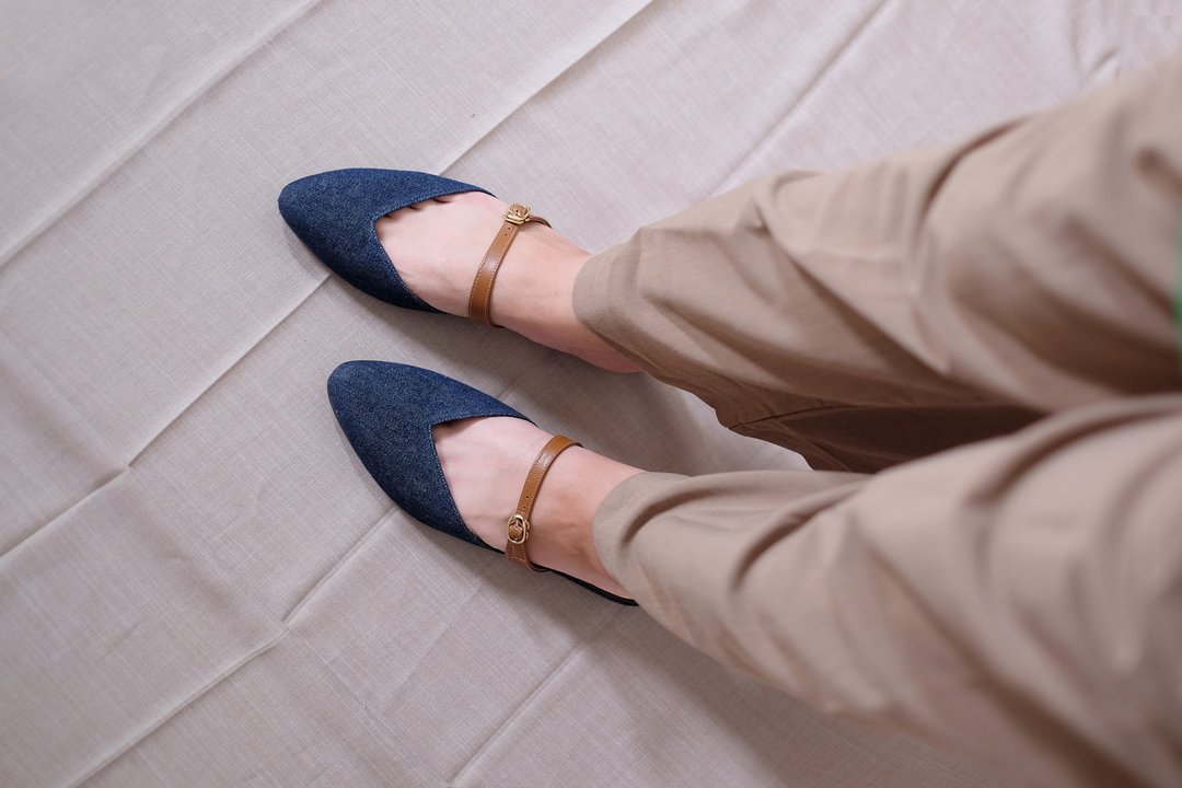Museś Denim (深蓝) Low Heels 穆勒丹宁 | WL - 芭蕾鞋/娃娃鞋 - 棉．麻 蓝色