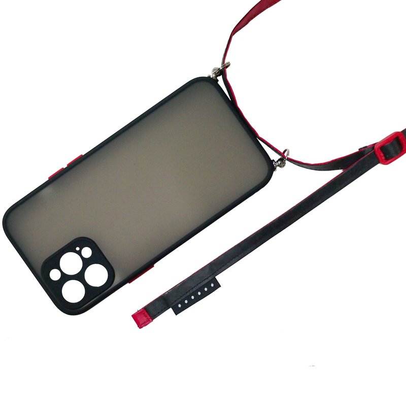 iPhone 13 12背绳背带手机壳 可调整式挂脖斜背两用 减压手机背带 - 手机壳/手机套 - 塑料 黑色