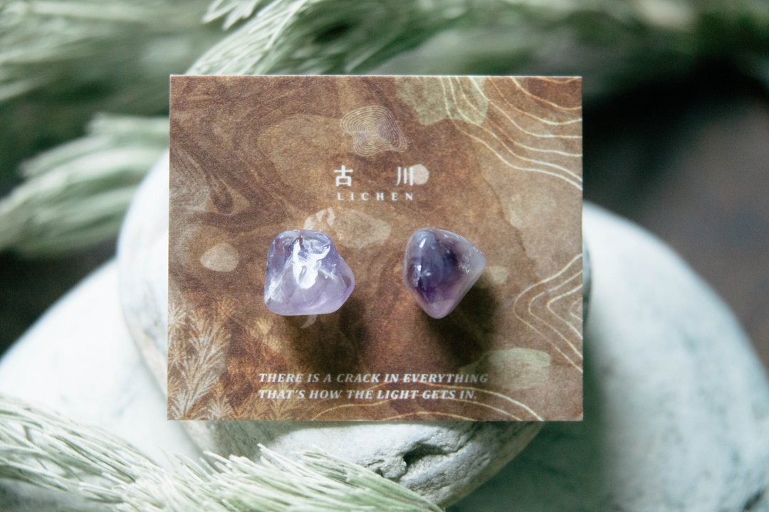 CRACK | 矿物系耳环 |  EARRINGS - 耳环/耳夹 - 玉石 紫色