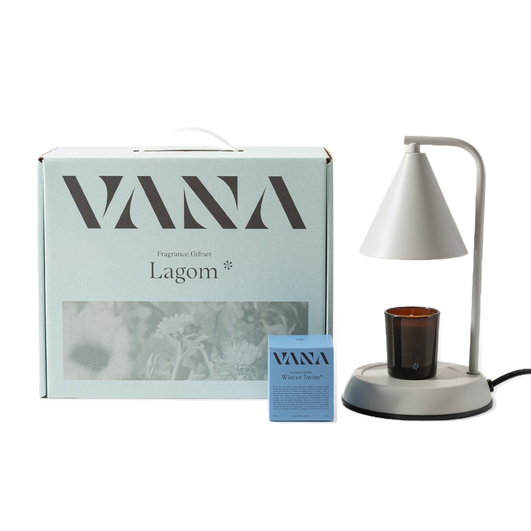 Lagom No.24 几何金属款香氛暖灯礼盒-雾灰白 融蜡灯+蜡烛 - 蜡烛/烛台 - 蜡 银色