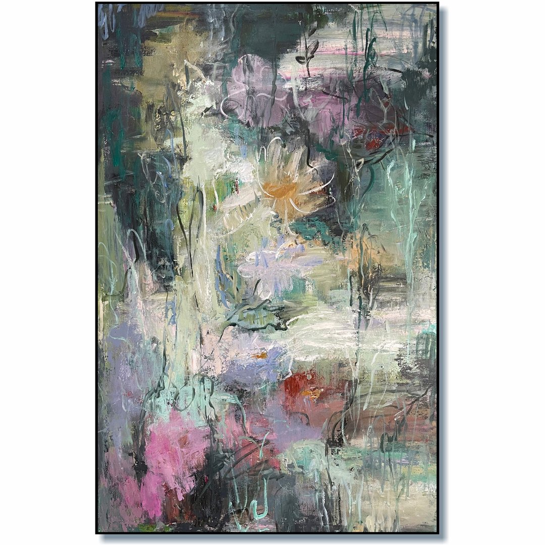柔和的抽象花卉画，柔和的花卉艺术梦幻植物墙装饰 - 墙贴/壁贴 - 压克力 多色