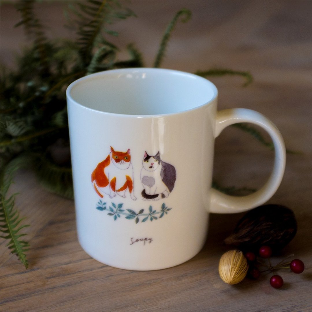 双猫马克杯 - 咖啡杯/马克杯 - 瓷 白色