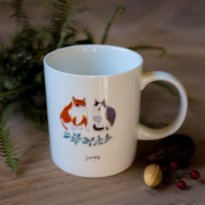 双猫马克杯 - 咖啡杯/马克杯 - 瓷 白色