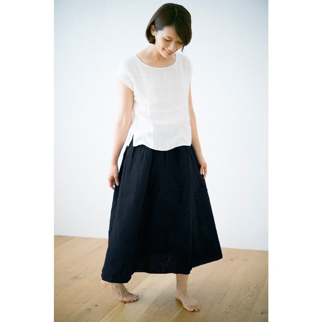 Black skirt mosquito net 100% cotton colorful natural relaxing - 裙子 - 棉．麻 黑色