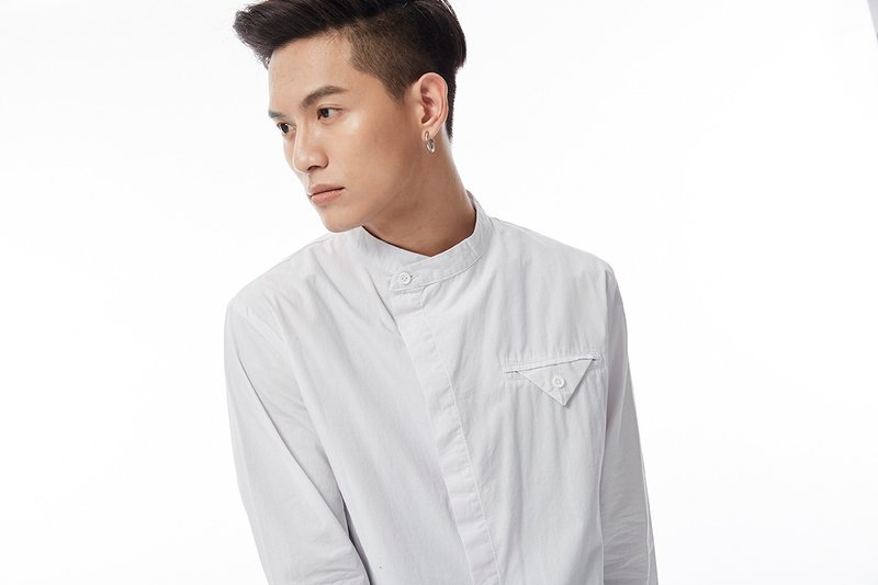 白色三角形口袋衬衫#8742 - 男装衬衫 - 纸 白色