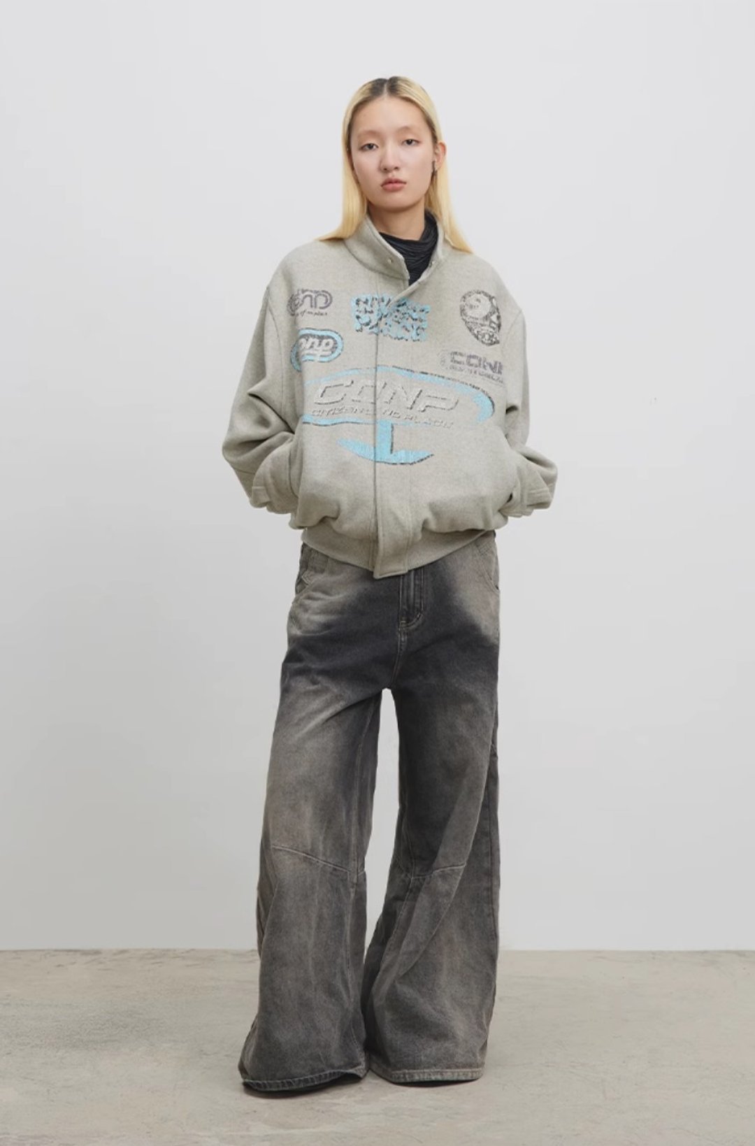 Destroyed Print Wool Jacket 破坏印花羊毛外套 - 女装上衣 - 其他材质 灰色