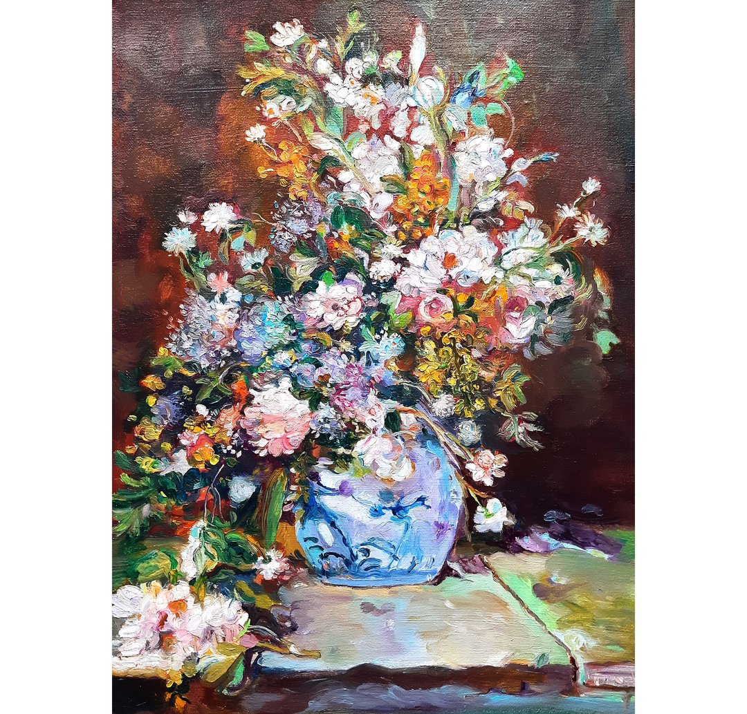 花瓶中的花卉绘画原创艺术油画布面油画 - 墙贴/壁贴 - 其他材质 多色
