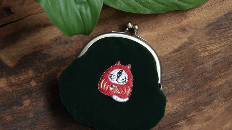 吉普猫不倒翁   墨绿色 口金包/零钱包 - 零钱包 - 绣线 绿色