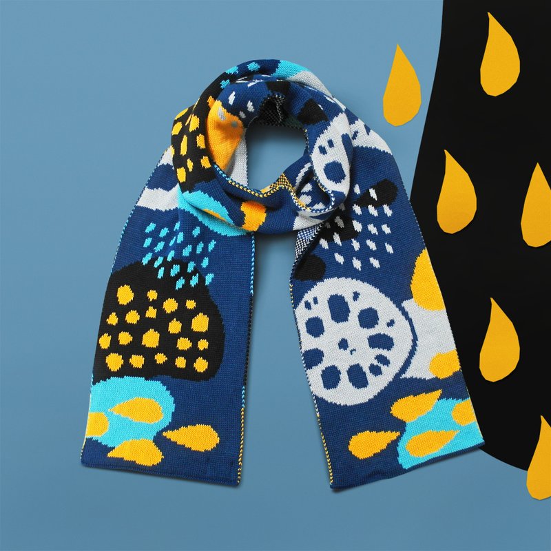 池塘 双面亲肤针织围巾 - 深蓝 - 围巾/披肩 - 其他人造纤维 蓝色