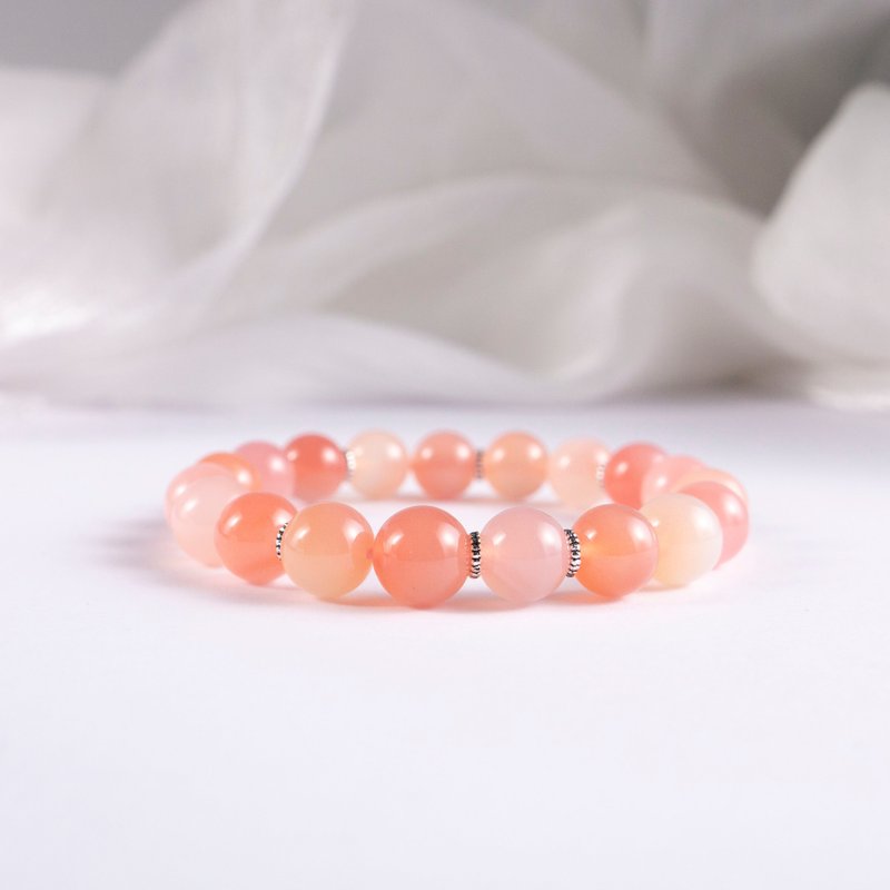 高品质-盐源玛瑙 I 辟邪守护 逢凶化吉 平静心绪 I 10MM纯银手环 - 手链/手环 - 水晶 粉红色