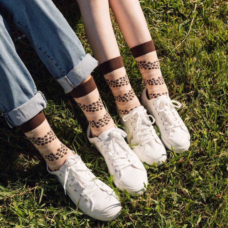 【锦源兴】珍珠奶茶无痕中长袜 l 袜子 台湾制 运动 印花 - 袜子 - 棉．麻 多色