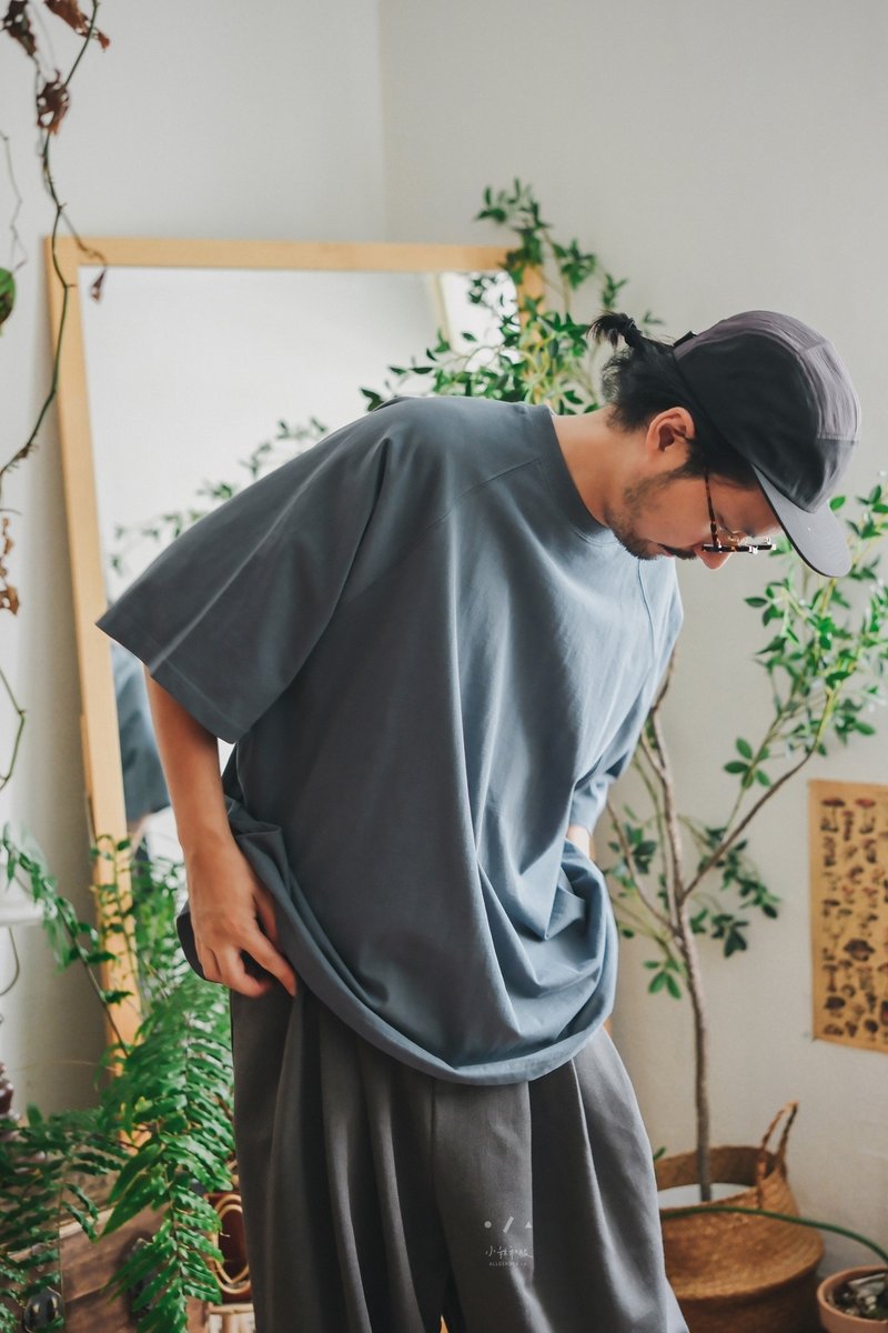 卢森堡公园散步斜肩上衣 - 4 色 - 男装上衣/T 恤 - 棉．麻 蓝色