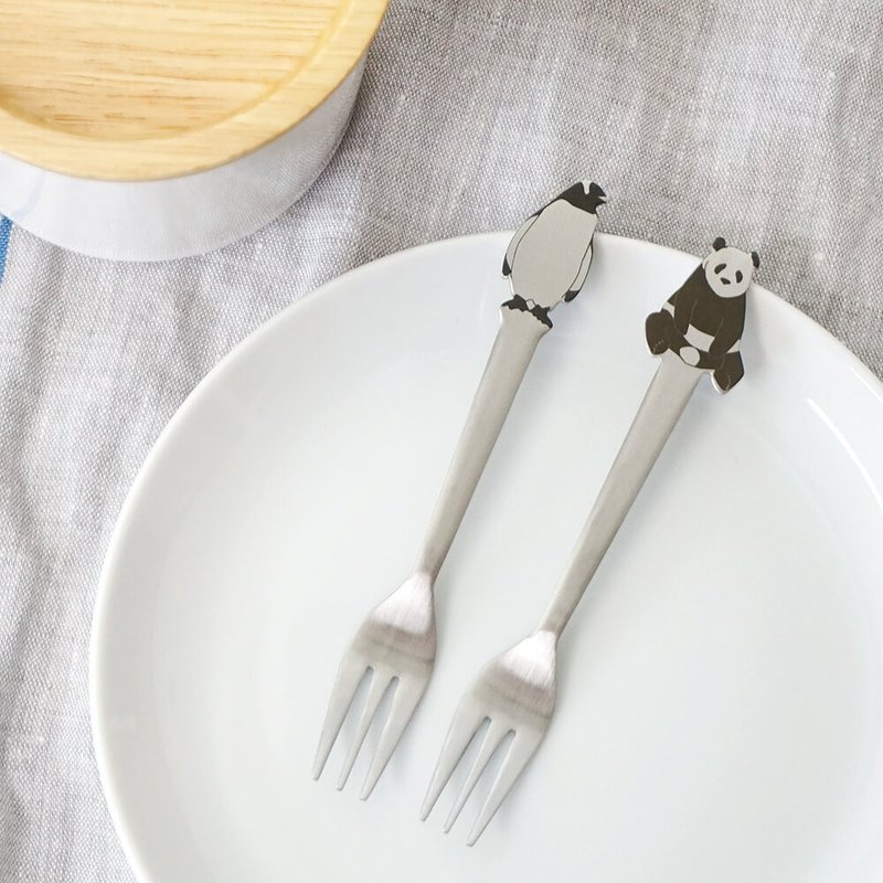padou Animal Coffee Fork Penguin Panda Bear Gift Cute Tea Kids Present Japan - 餐刀/叉/匙组合 - 不锈钢 银色