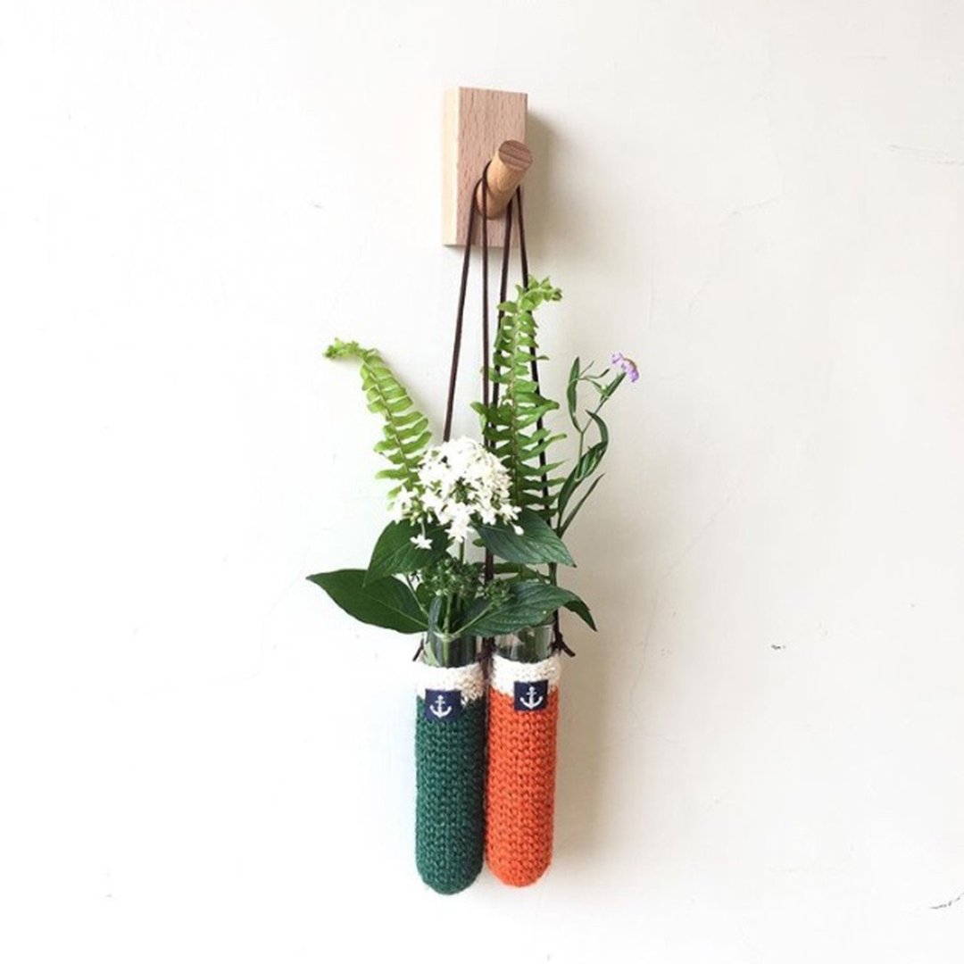 钩织工艺。试管花器吊饰 - 花瓶/陶器 - 棉 