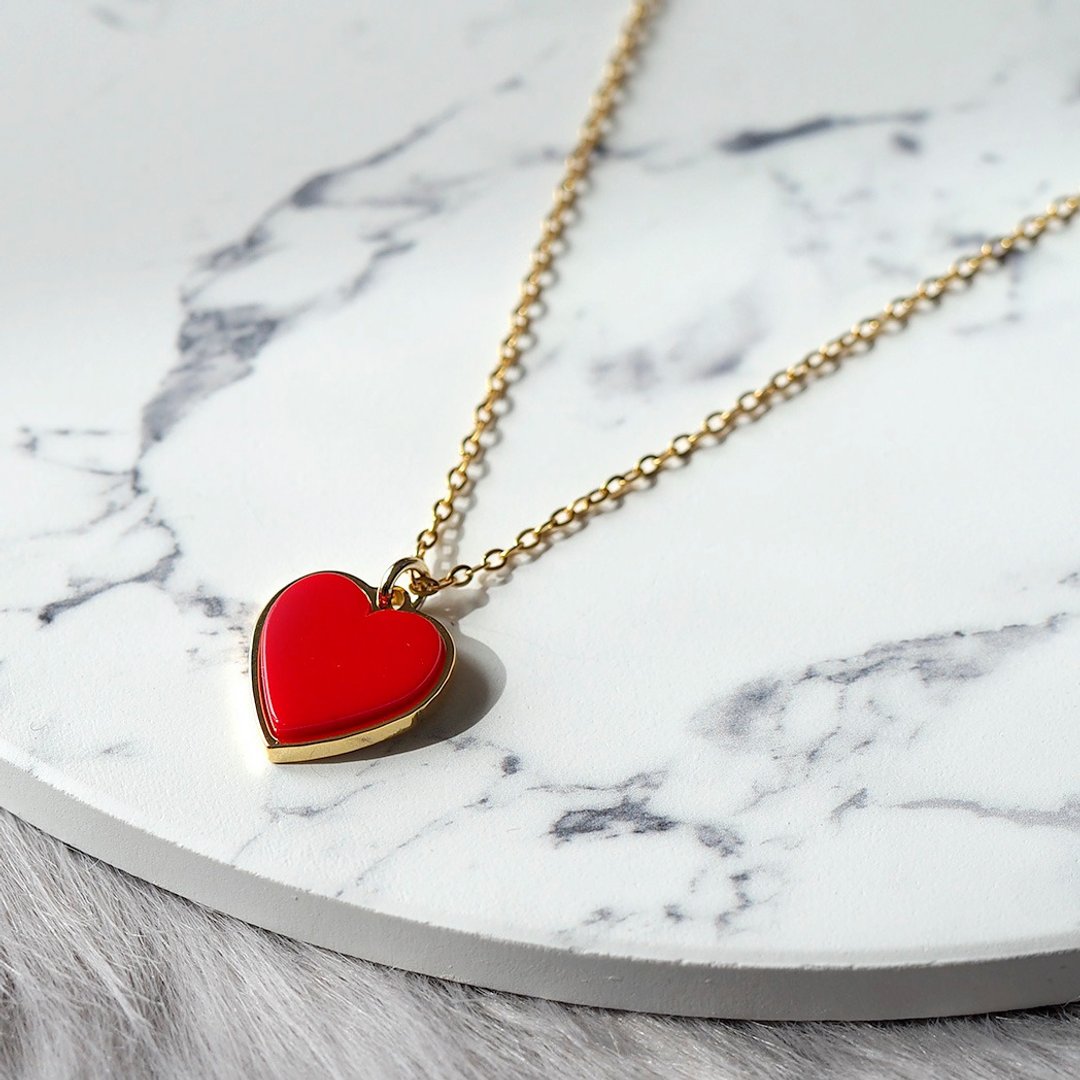 heart necklace Red - 项链 - 其他金属 红色