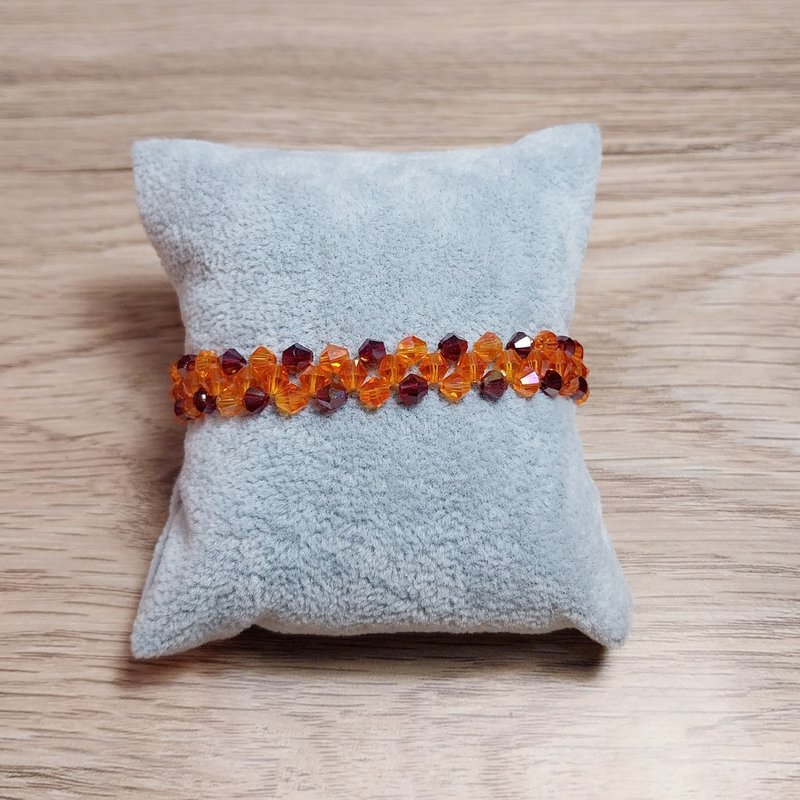 ฺOrange & Red Handmade Casual Style Beaded Bracelet Fashion Cute Beautiful Gift - 手链/手环 - 塑料 橘色