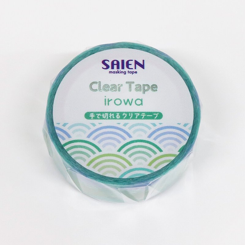 【日本 SAIEN】irowa 可手撕透明胶带- 15mm 青海波 - 纸胶带 - 塑料 