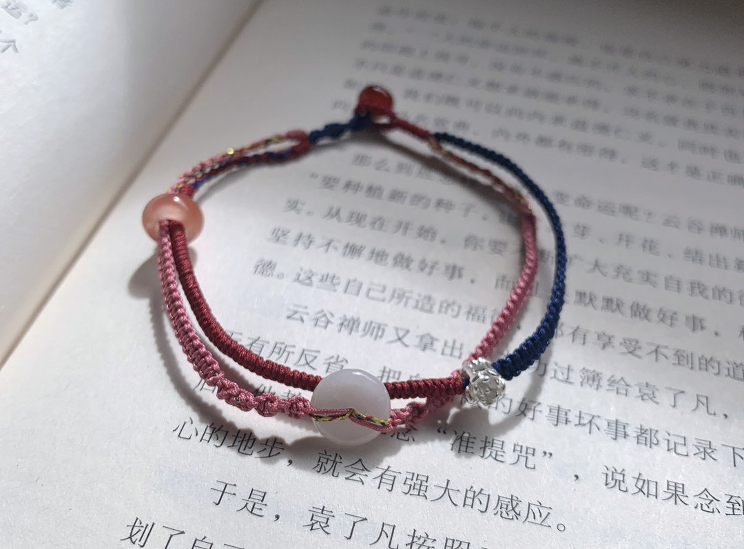 售完供欣赏// 禅絮。翡翠小平安扣复古编织手绳 玛瑙素银花手链 - 手链/手环 - 玉石 多色