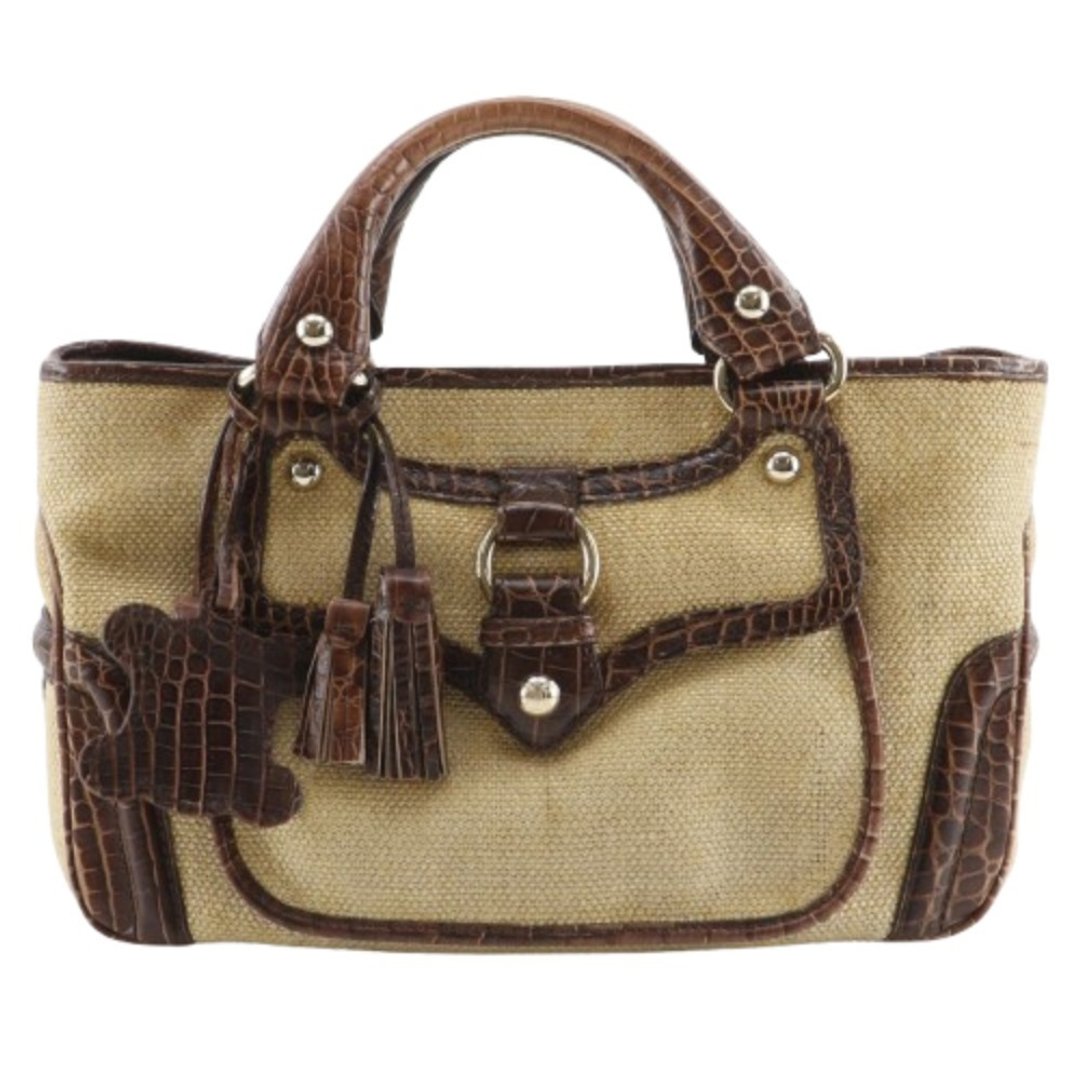 【日本直送】Celine 手提包 Boogie Bag Triomphe Charm 草编×压纹皮革 棕色 女性【二手】 - 手提包/手提袋 - 棉 咖啡色