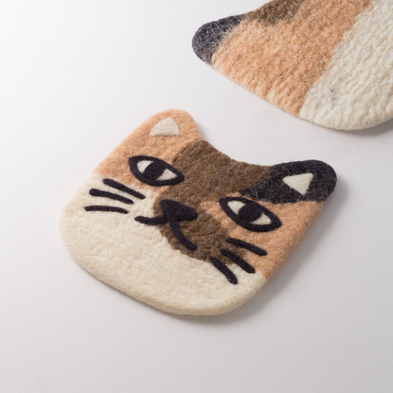 羊毛毡杯垫/隔热垫 - 戽斗  全手工 原创设计 - 杯垫 - 羊毛 咖啡色