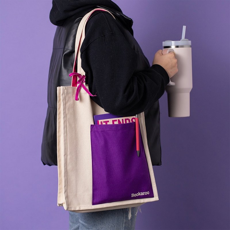 撞色厚磅帆佈袋 棉質彩色小口袋單肩包手提包 Bookaroo 英國進口 - 手提包/手提袋 - 其他材质 