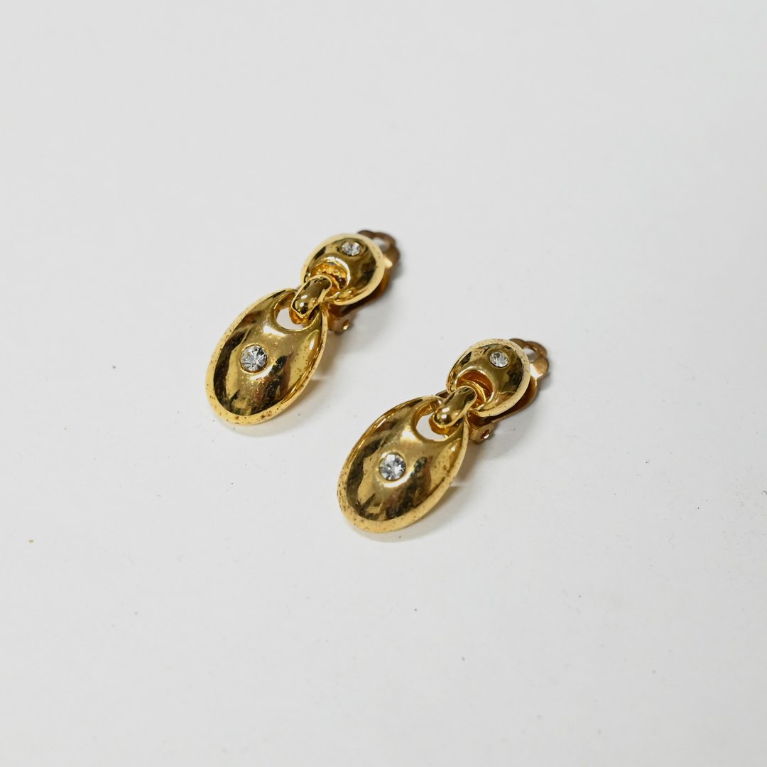 【蛋植物古着】日光链接金属耳夹古董耳环 - 耳环/耳夹 - 其他金属 金色