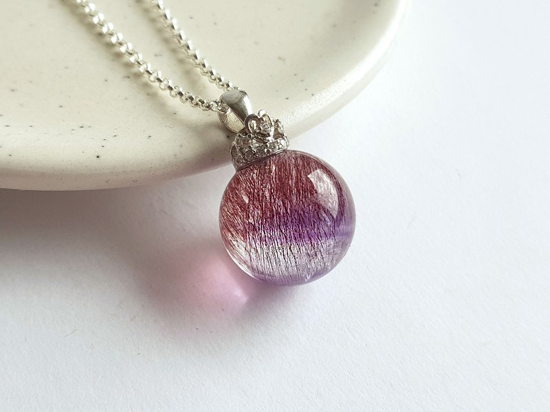 宝石系 精灵皇后 天然矿石 超七三轮骨干水晶 925纯银 项链坠 - 项链 - 宝石 紫色