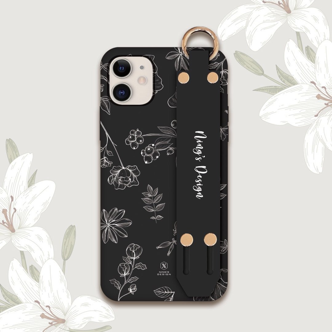 定制化-文青手绘碎花手机壳 iPhone7 8 X XS XR 11等(安卓请询问) - 手机配件 - 硅胶 黑色