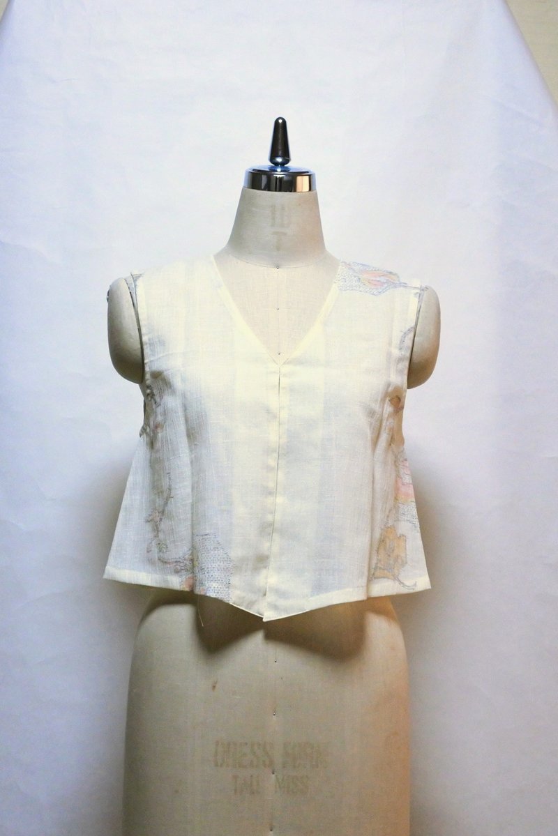 和服翻版真丝马甲 - 女装背心 - 其他材质 白色