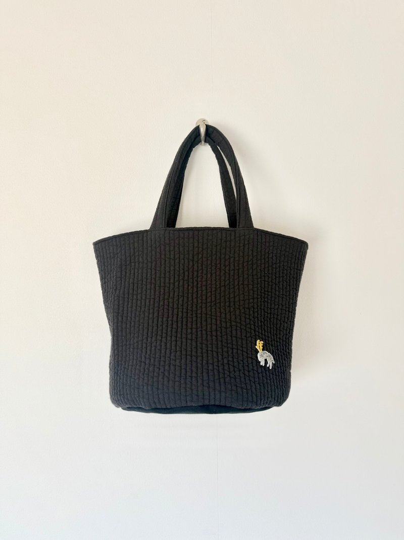 Nubi 包 水桶包 fabric forest wave - 手提包/手提袋 - 棉．麻 黑色