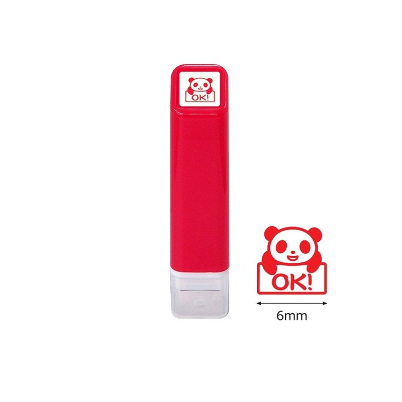 【KODOMO NO KAO】手帐用迷你浸透印 红色 熊猫OK - 印章/印台 - 塑料 红色