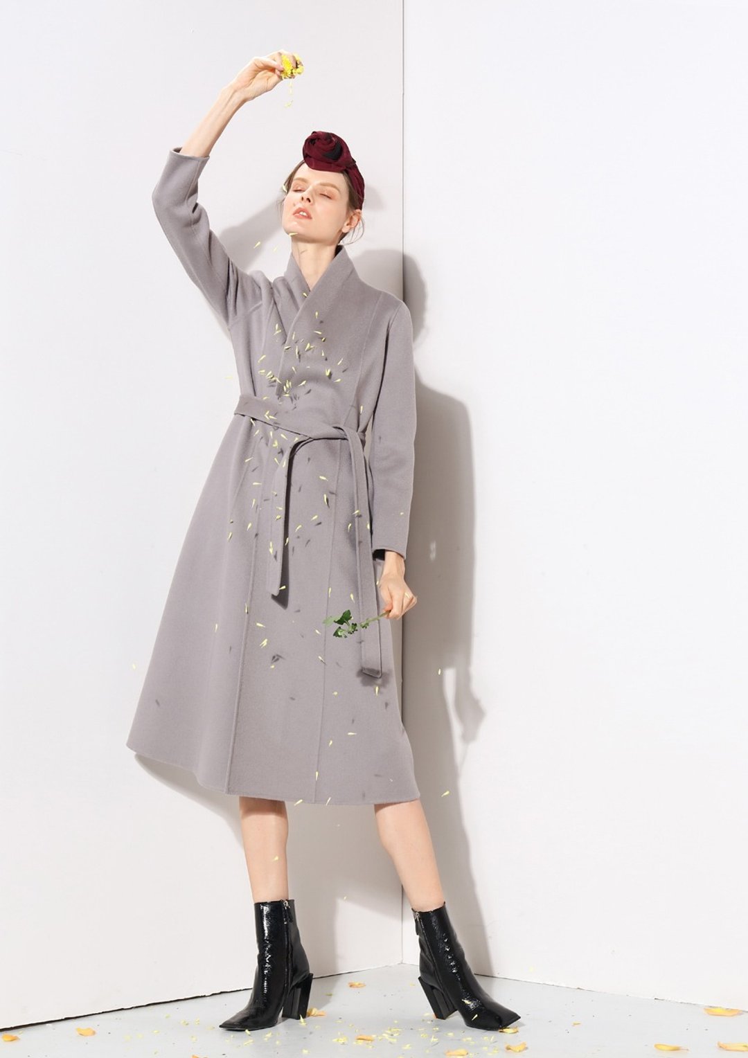 【品祥云纱】冬季新款烟灰色双面山羊绒  量身定制 时光 - 女装休闲/机能外套 - 其他材质 灰色