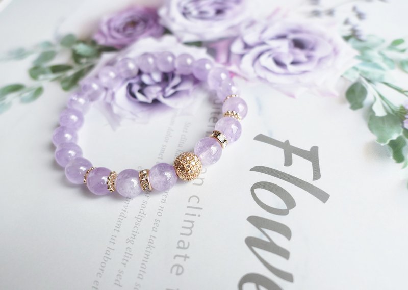 幸福的菖蒲花 // 薰衣草紫水晶 贵人运、人际关系 14k包金配饰 - 手链/手环 - 水晶 紫色
