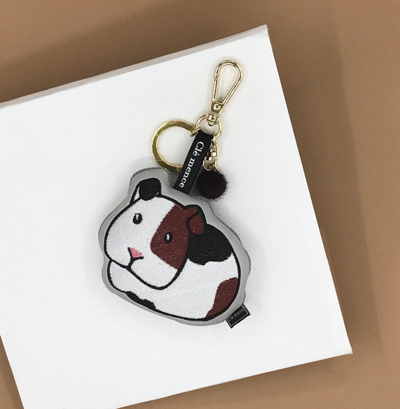天竺鼠 刺绣吊饰 钥匙圈 手机屏幕擦拭 - 钥匙链/钥匙包 - 聚酯纤维 咖啡色
