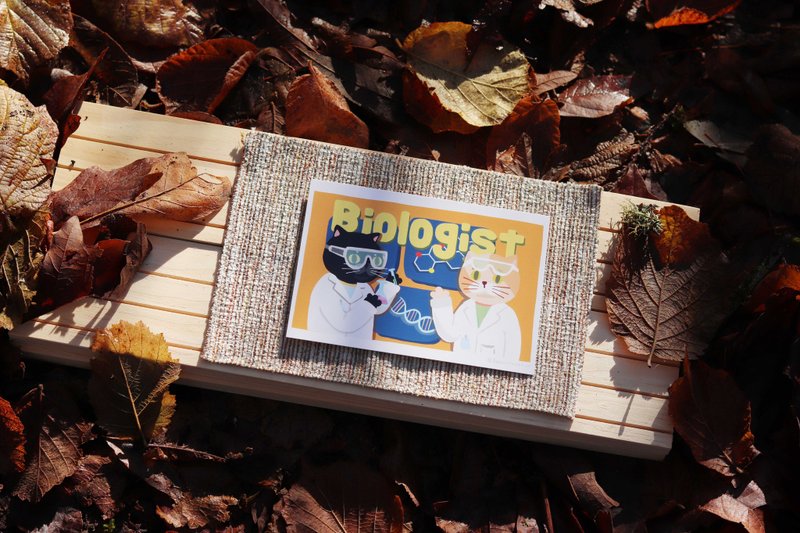 猫咪职业系列－生物学家 - 卡片/明信片 - 纸 白色