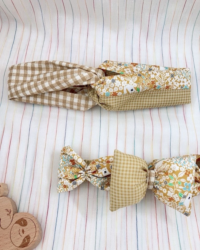 亲子发带 弥月礼盒 宝宝造型穿搭 母女装 - 婴儿帽/发带 - 棉．麻 橘色