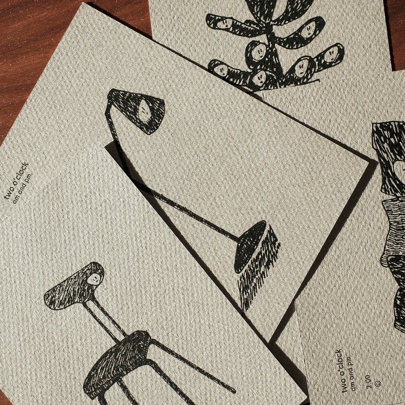 友好符号の乱入植物与居家 / 明信片附信封 / 单购或五入优惠组 - 卡片/明信片 - 纸 灰色