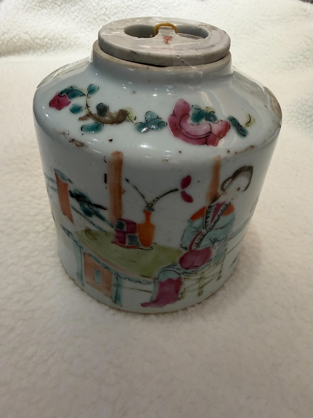 清光绪粉彩瓷花草仕女茶罐 - 茶具/茶杯 - 瓷 