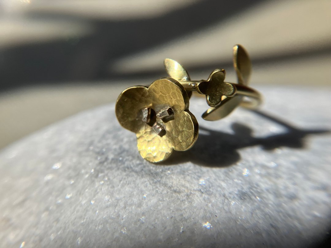 花草开口戒~~以黄铜手工制作 - 戒指 - 铜/黄铜 