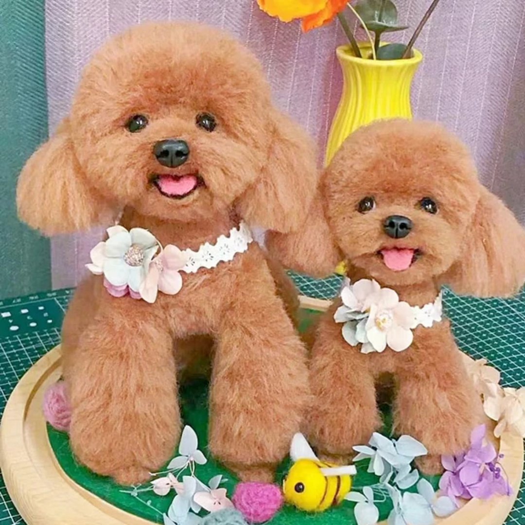 定制 逼真犬 毛孩 宠物 贵宾犬 羊毛毡 娃娃 似颜绘 纪念 狗狗 k5 - 玩具 - 羊毛 多色