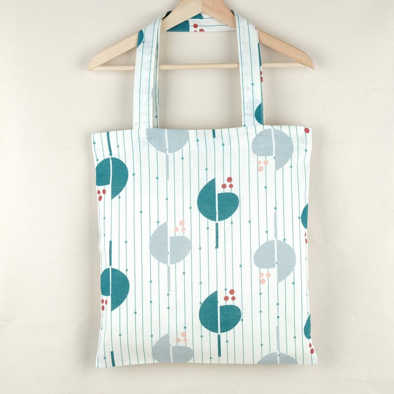 Buds Floral Print Tote Bag - 侧背包/斜挎包 - 棉．麻 绿色