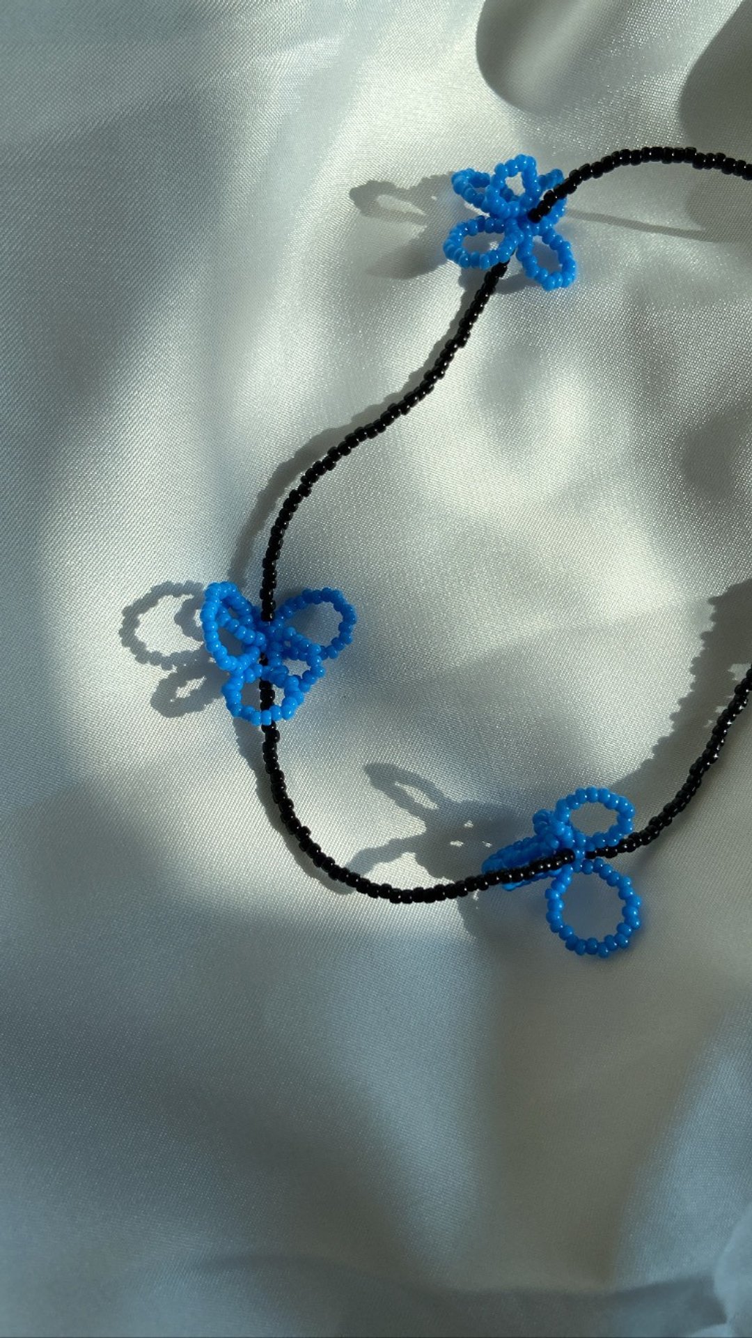 花朵 花串 小花物语 燕尾蝶 串珠 串珠项链 小花项链 - 项链 - 其他材质 蓝色