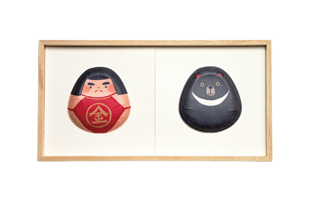 Washi Wall Decoration: Two types of Fukura decorations (Kintaro and Bear) - 墙贴/壁贴 - 纸 