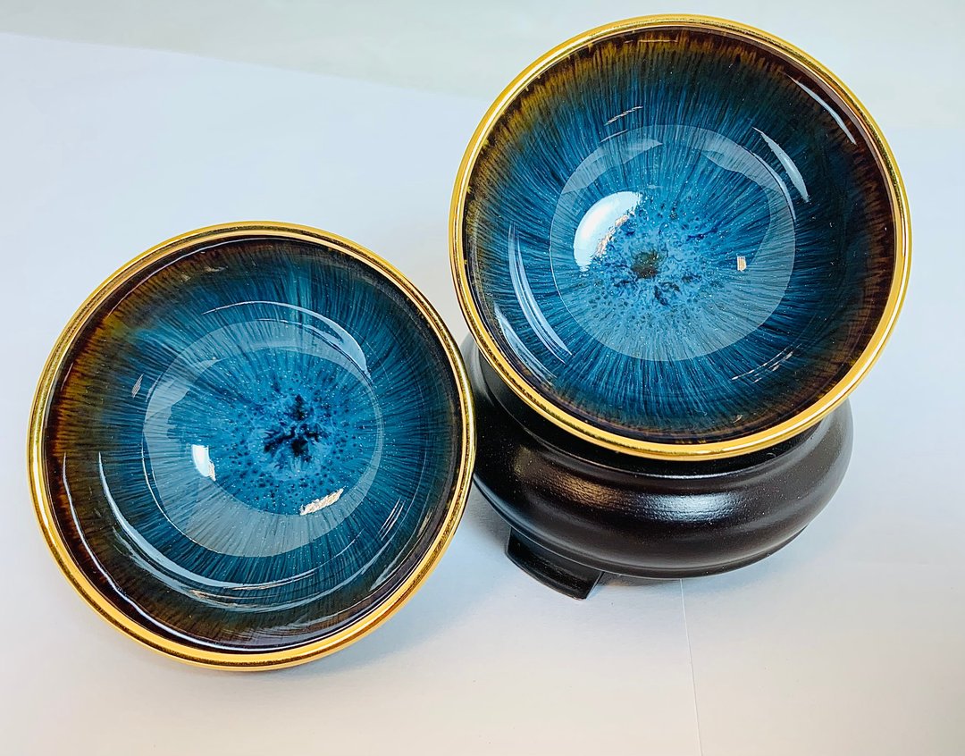 【大立窑】鎏金 海神之眼 天目对杯 ( 7.5 x 4公分款-2入/盒 ) - 茶具/茶杯 - 瓷 
