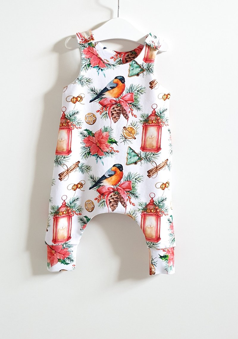Vintage Christmas baby romper, Xmas baby boy romper, Holiday baby girl romper, - 包屁衣/连体衣 - 棉．麻 多色