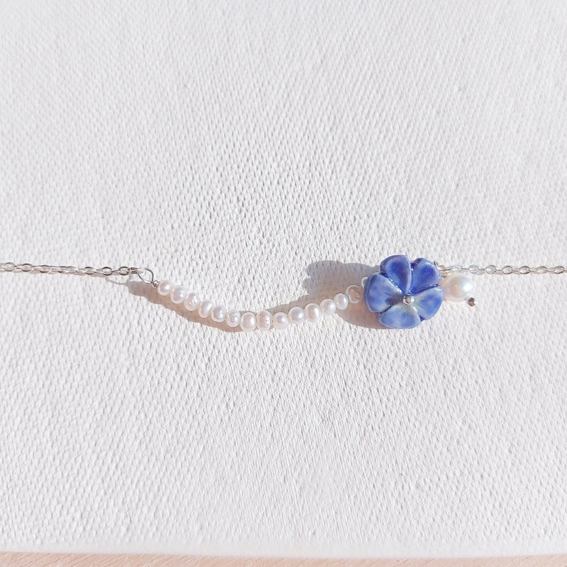 【花语系列】蓝色紫萝兰耳环 • Truth //925纯银 - 手链/手环 - 瓷 蓝色